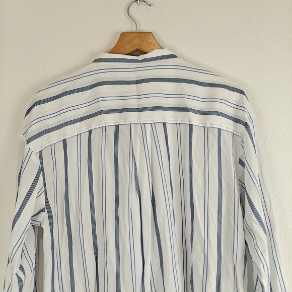 Elizabeth & James Blue White Striped Neck Tie Button Down Long Sleeve Shirt M - Picture 13 of 13